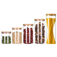 Wholesale Eco-Friendly Glass Storage Jar with Nature Bamboo Lid